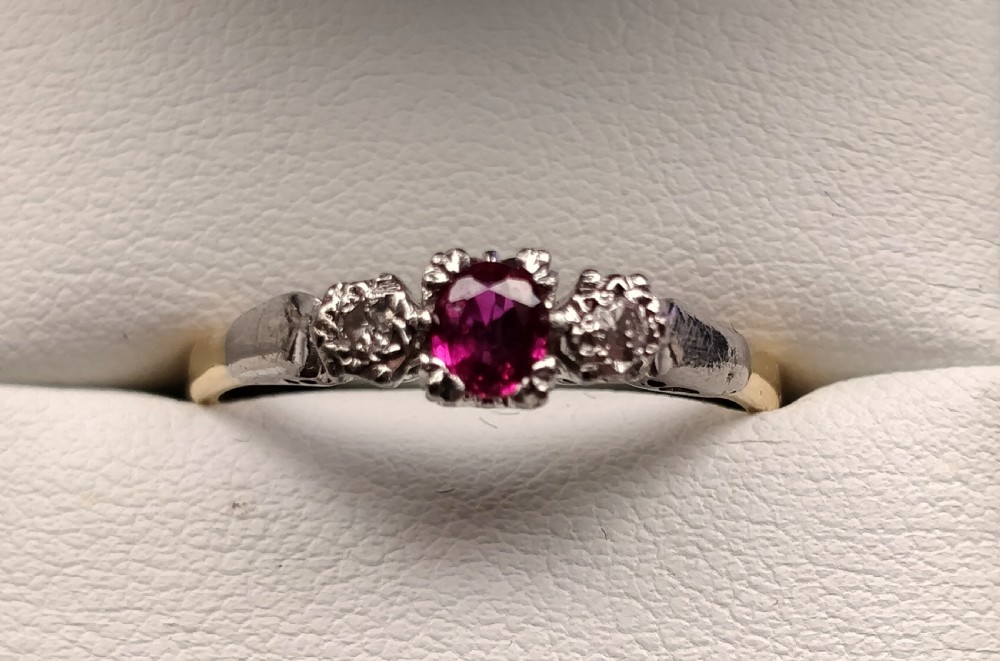 Art Deco 18ct Diamond Platinum Ruby Ring View II