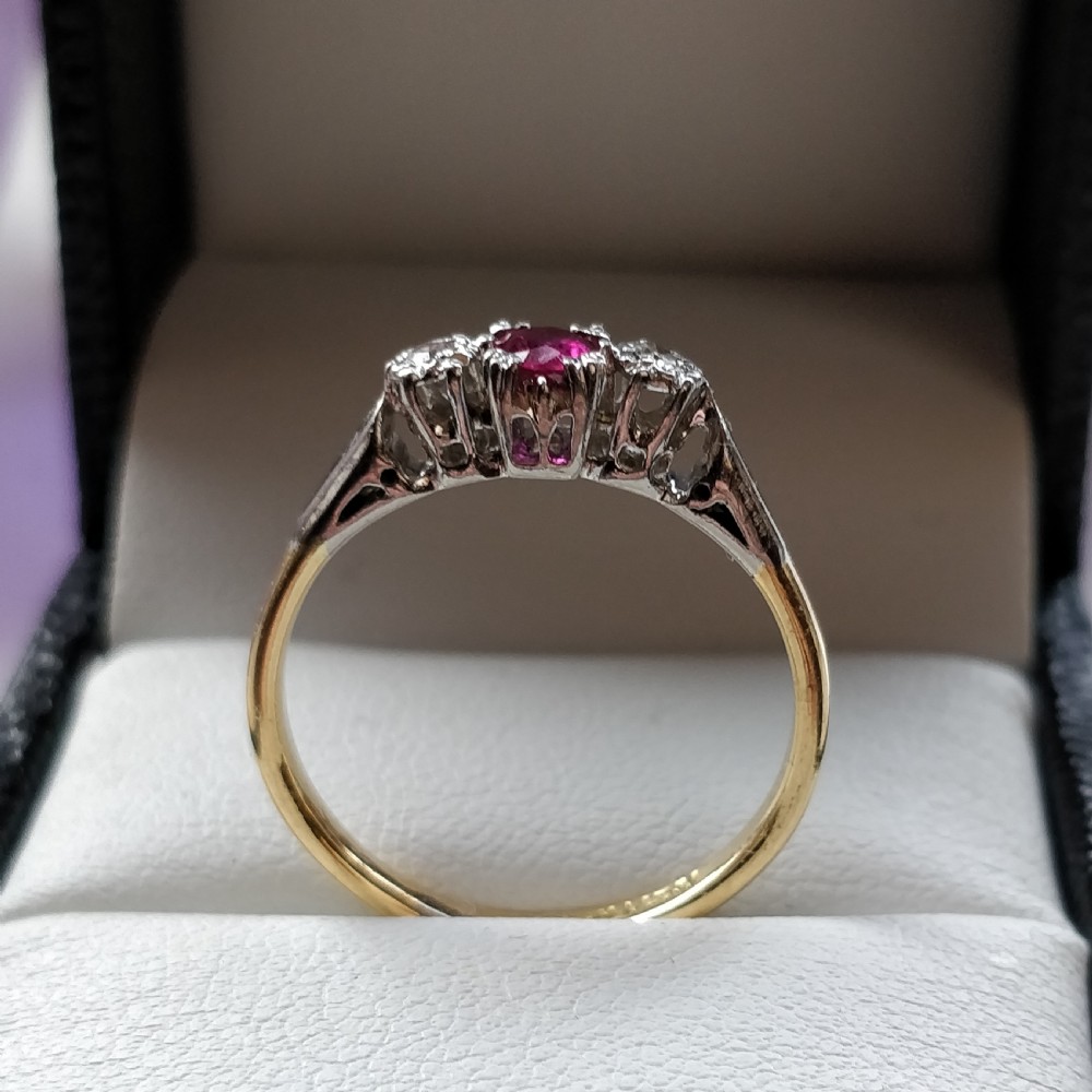 Art Deco 18ct Diamond Platinum Ruby Ring View V