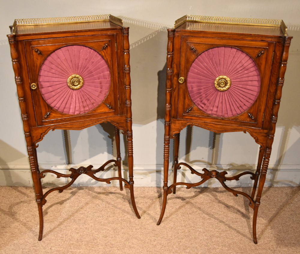 Pair Regency Simulated Rosewood Bedside commodes/ Cabinets