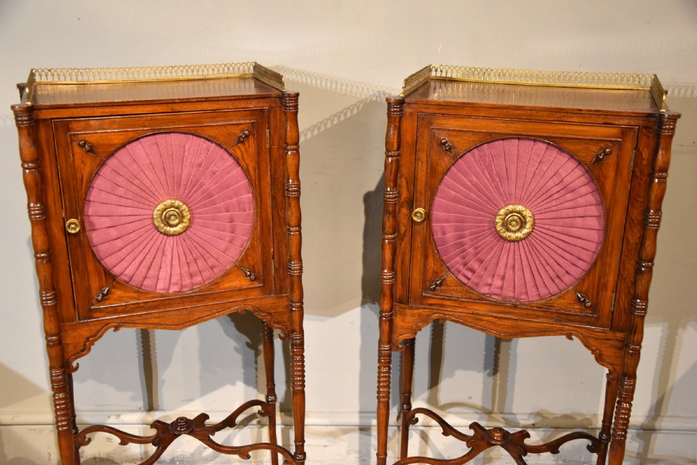 Pair Regency Simulated Rosewood Bedside commodes/ Cabinets View II