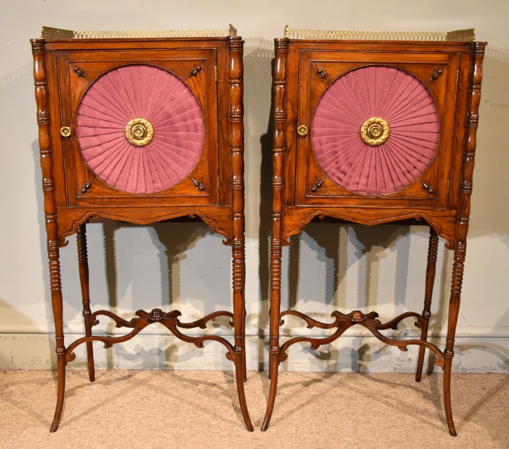 Pair Regency Simulated Rosewood Bedside commodes/ Cabinets View III