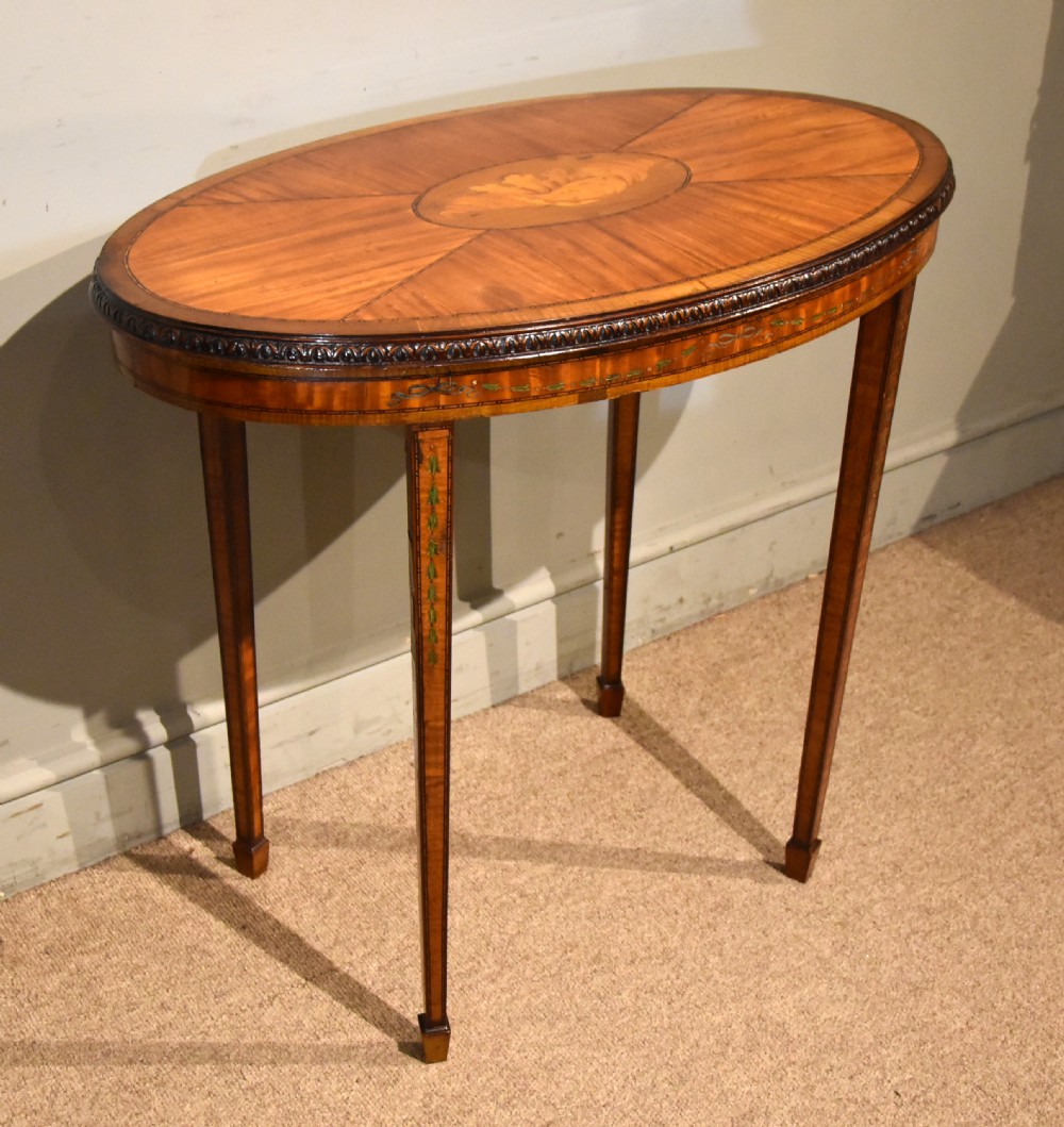 Edwardian Satinwood Inlaid Oval Table View II