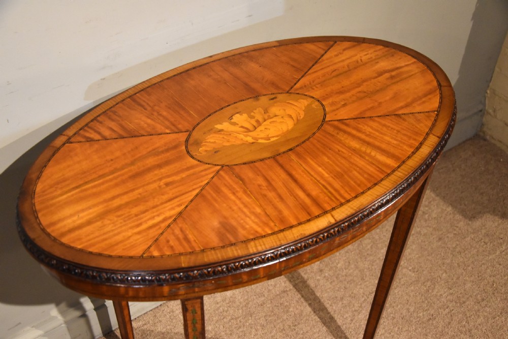 Edwardian Satinwood Inlaid Oval Table View III