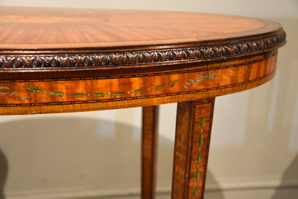 Edwardian Satinwood Inlaid Oval Table View VI