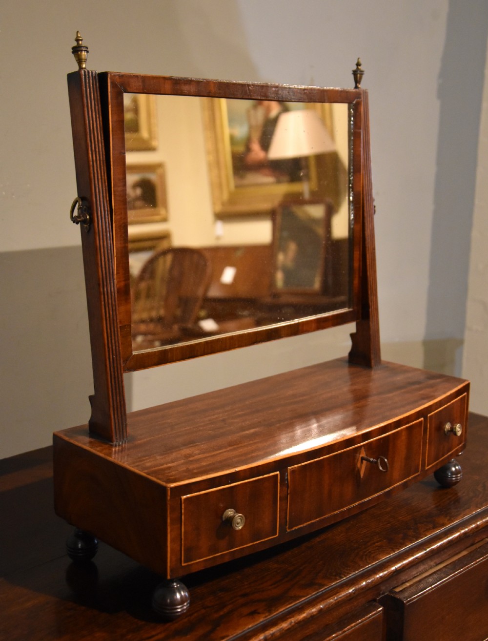 Regency Mahogany Bow Fronted Dressing Mirror View II