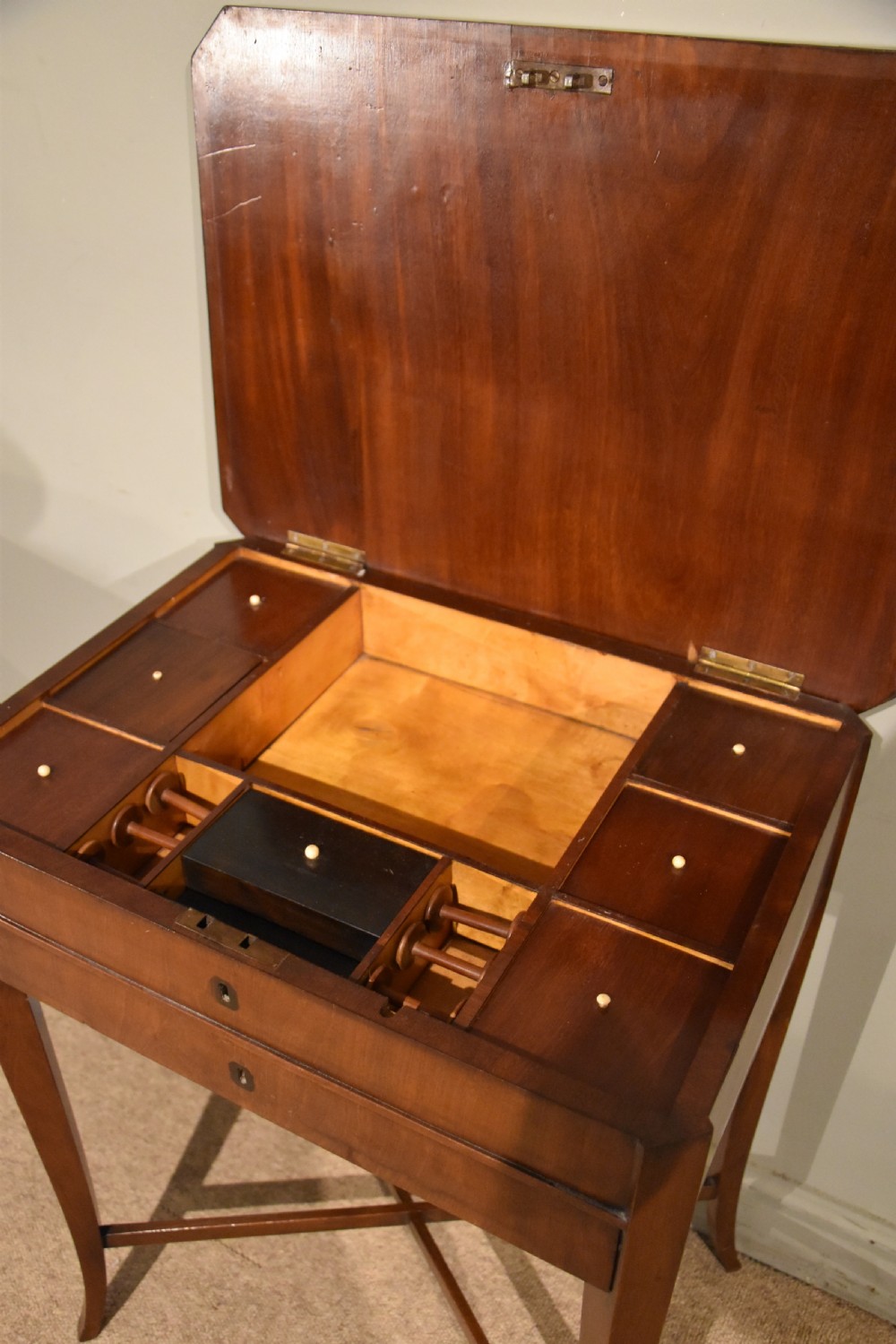 Regency Mahogany Work Table with Fitted Interior View VI