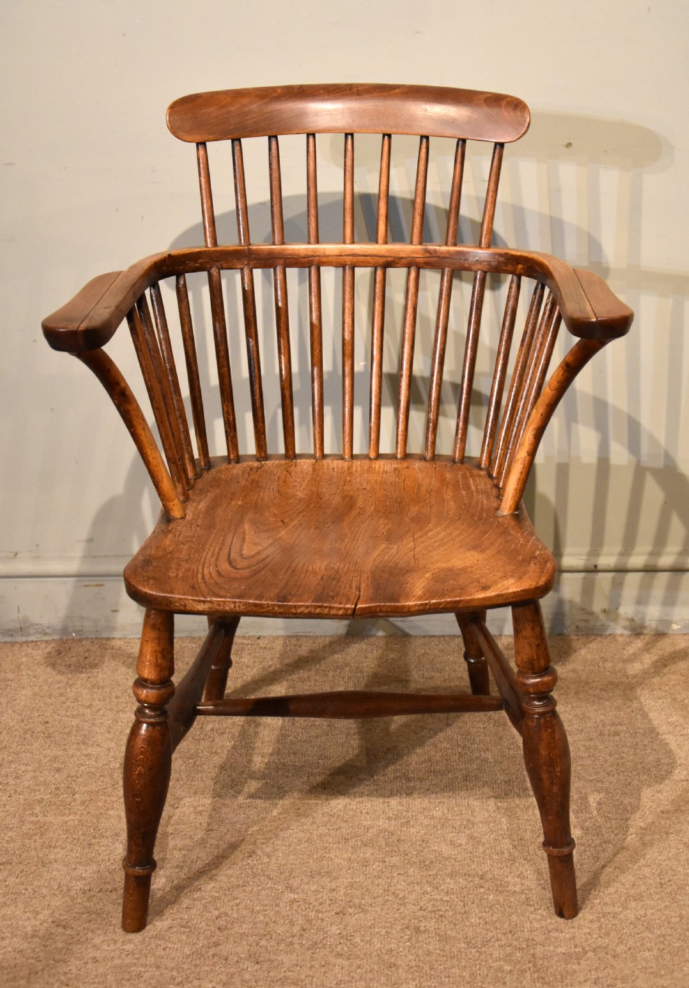 Pair 19th Century Country Ash Elm Windsor Armchairs View III