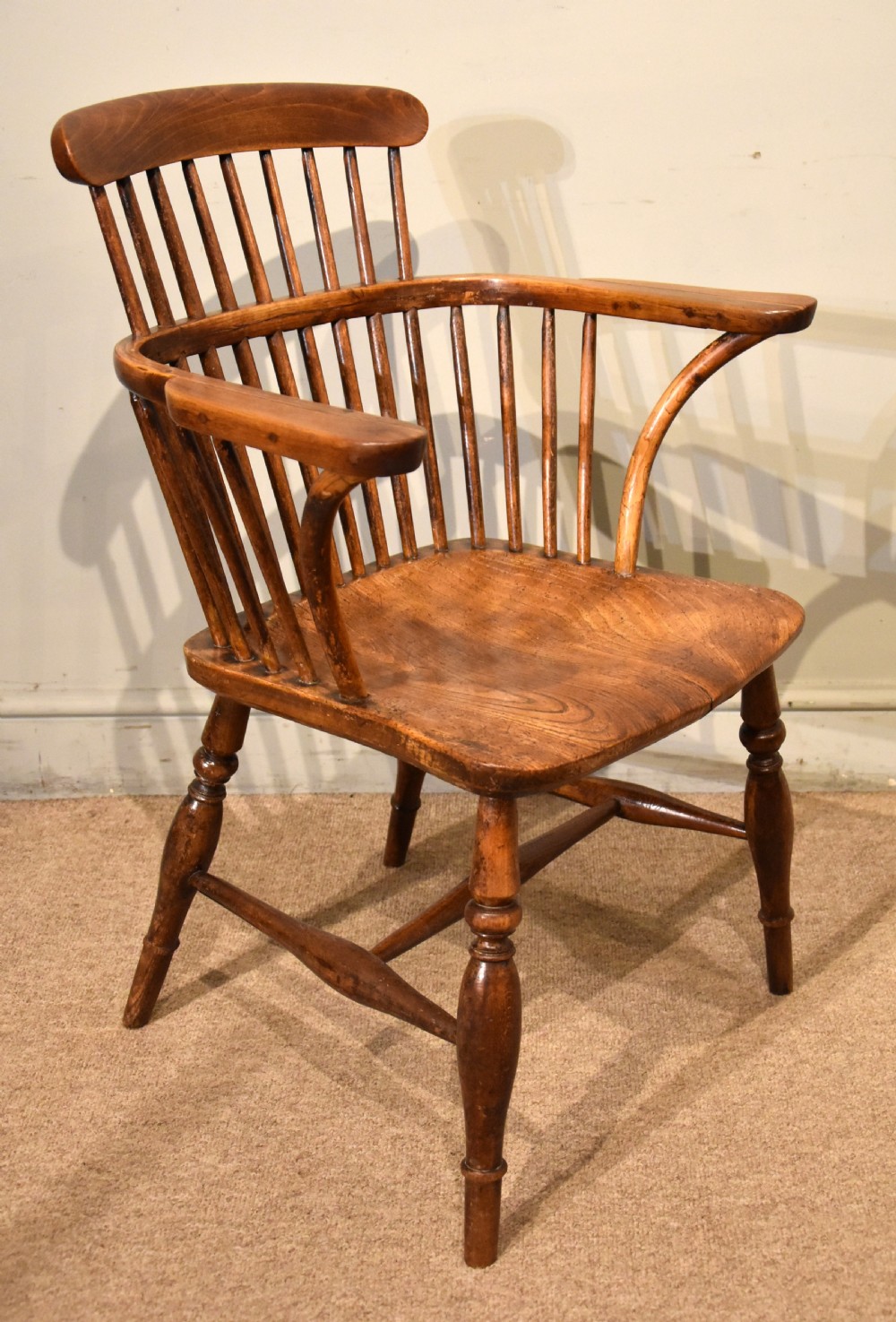 Pair 19th Century Country Ash Elm Windsor Armchairs View IV