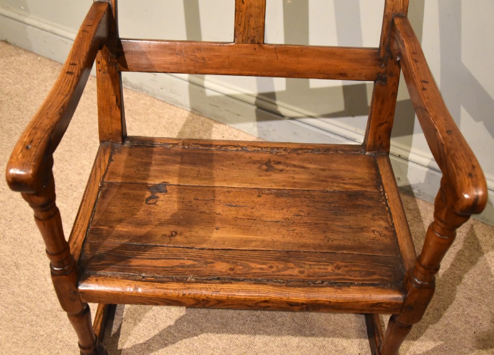 Early 18th C Primitive Elm Open Armchair View III