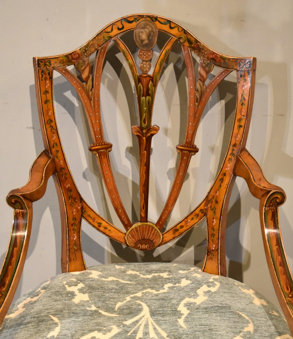 Late 19th Century Satinwood Painted Armchair View II