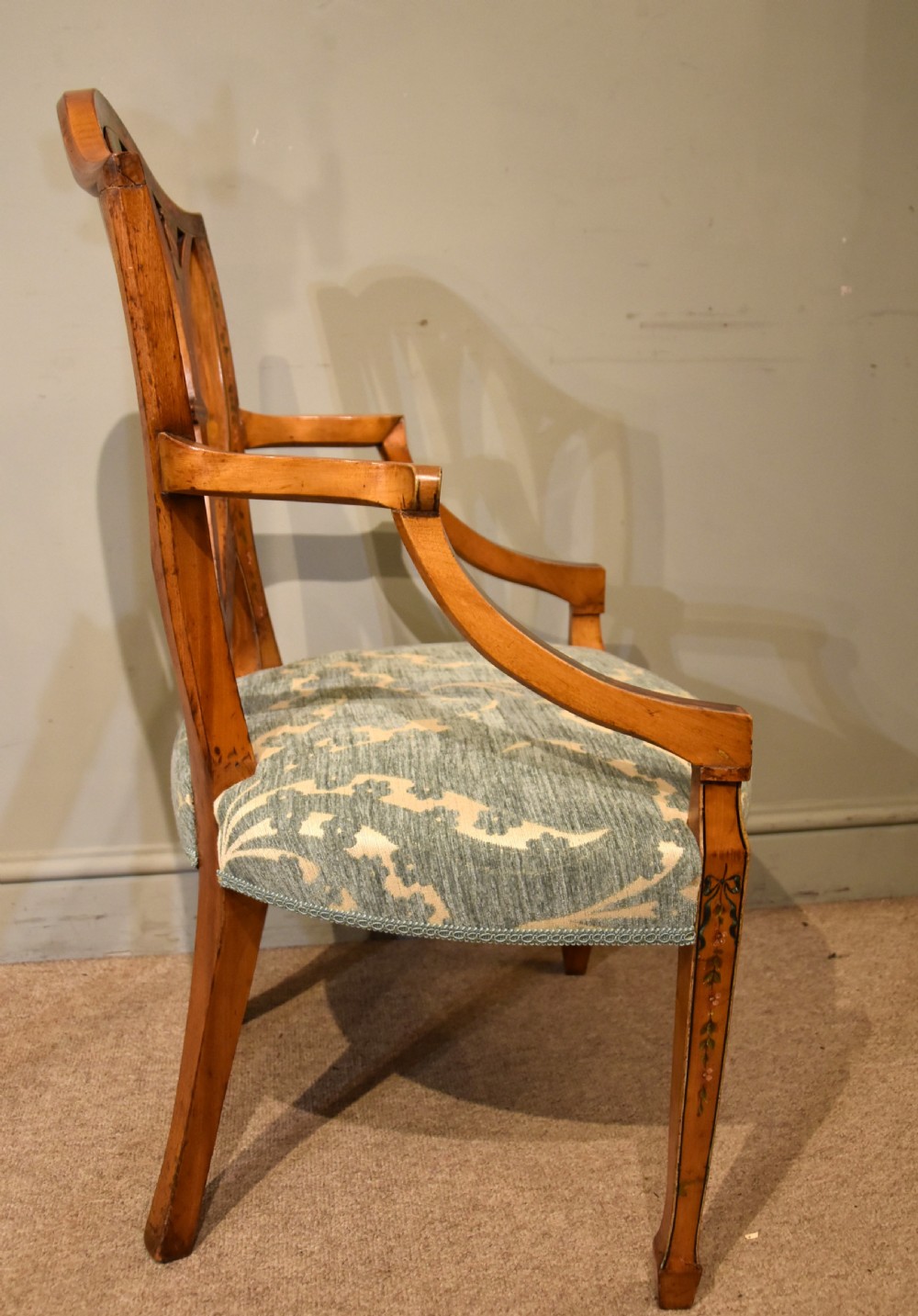 Late 19th Century Satinwood Painted Armchair View V