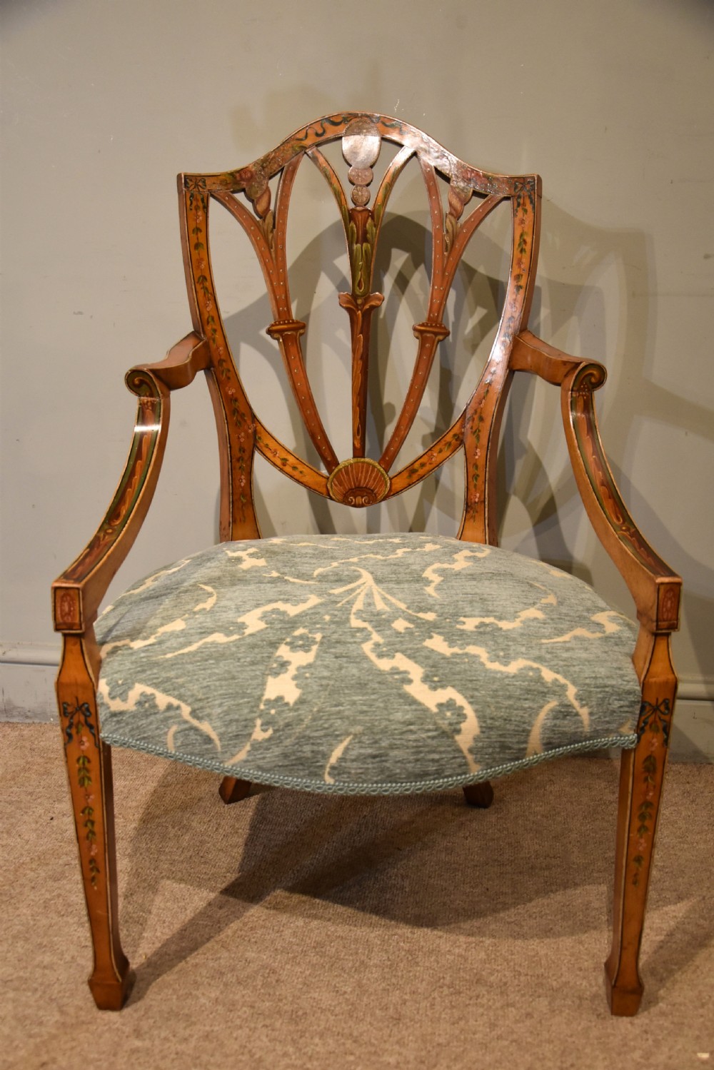 Late 19th Century Satinwood Painted Armchair View VII