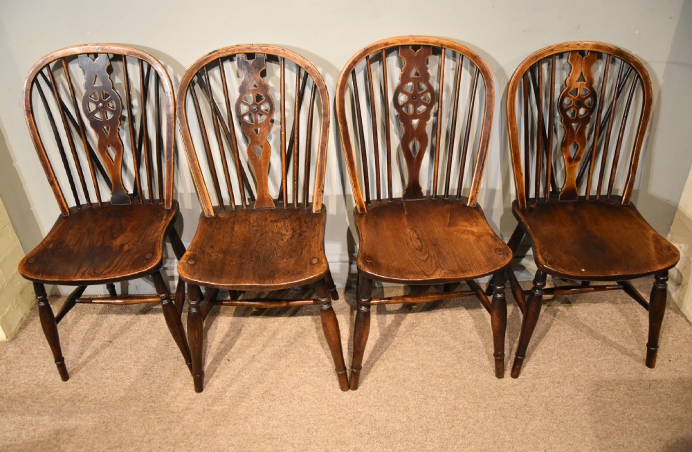 Set of Six Ash and Elm Wheel Back Dining Chairs View III