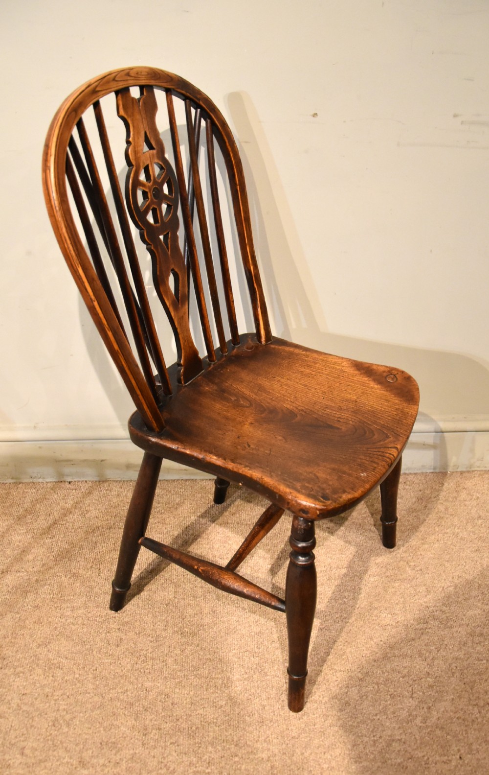 Set of Six Ash and Elm Wheel Back Dining Chairs View IV