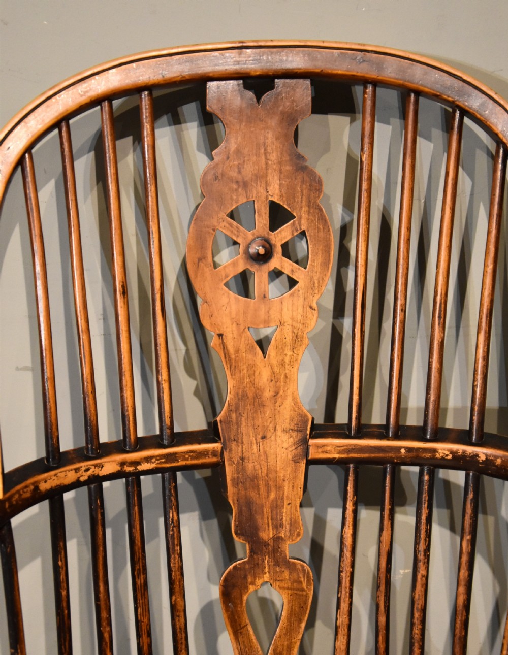 Set of Six Ash and Elm Wheel Back Dining Chairs View IX