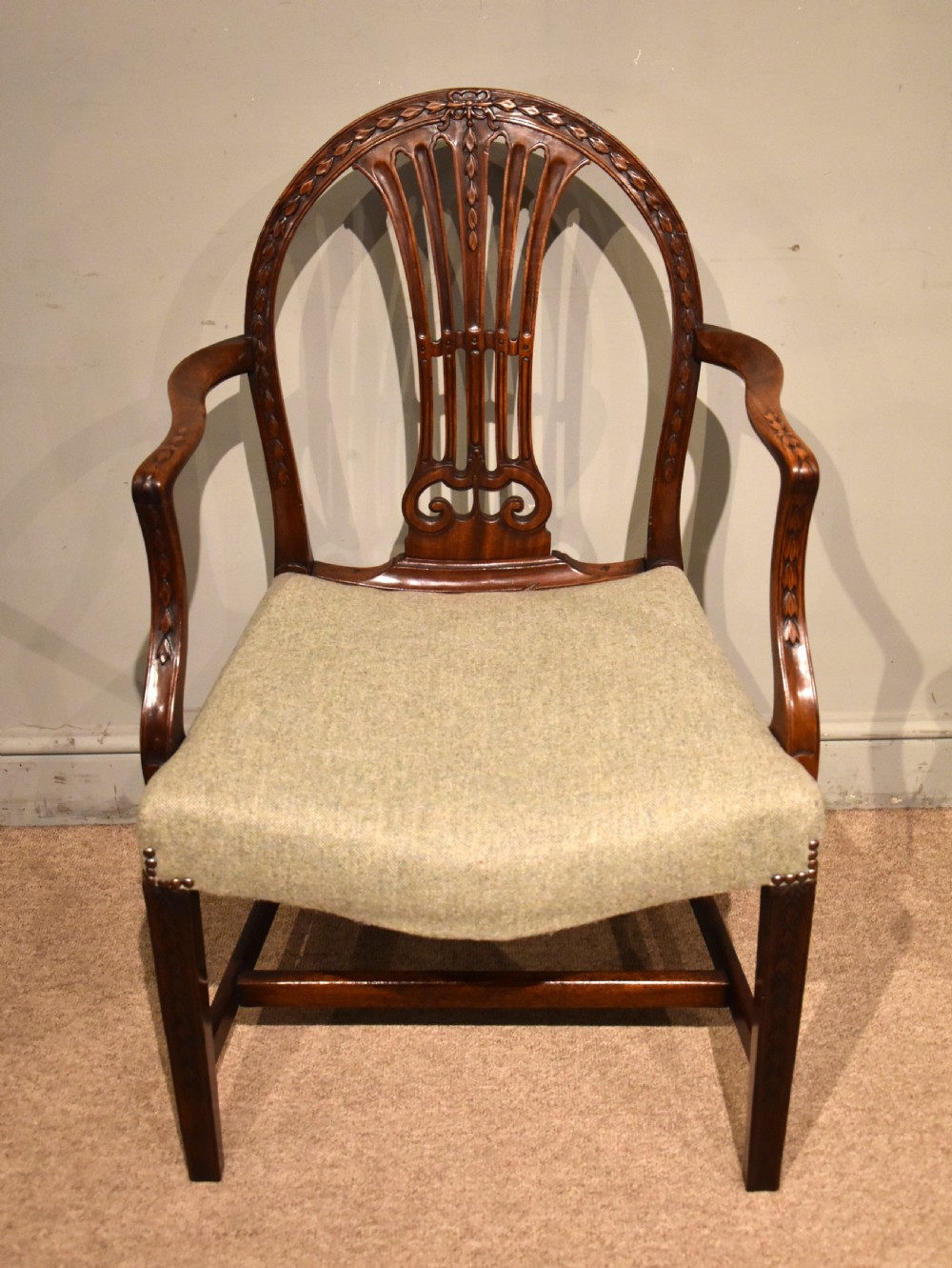 Late 18th Century Hepplewhite Carved Mahogany Armchair