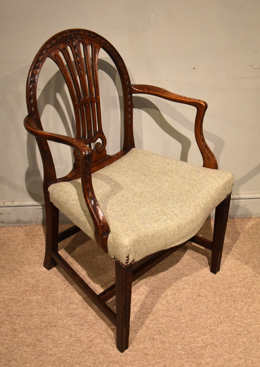 Late 18th Century Hepplewhite Carved Mahogany Armchair View II