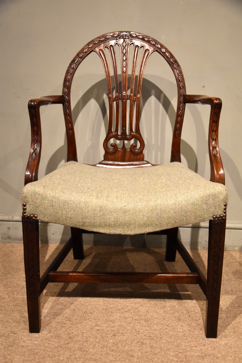Late 18th Century Hepplewhite Carved Mahogany Armchair View VI