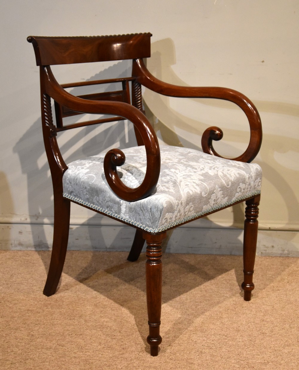 Large Regency Mahogany Open Armchair View III