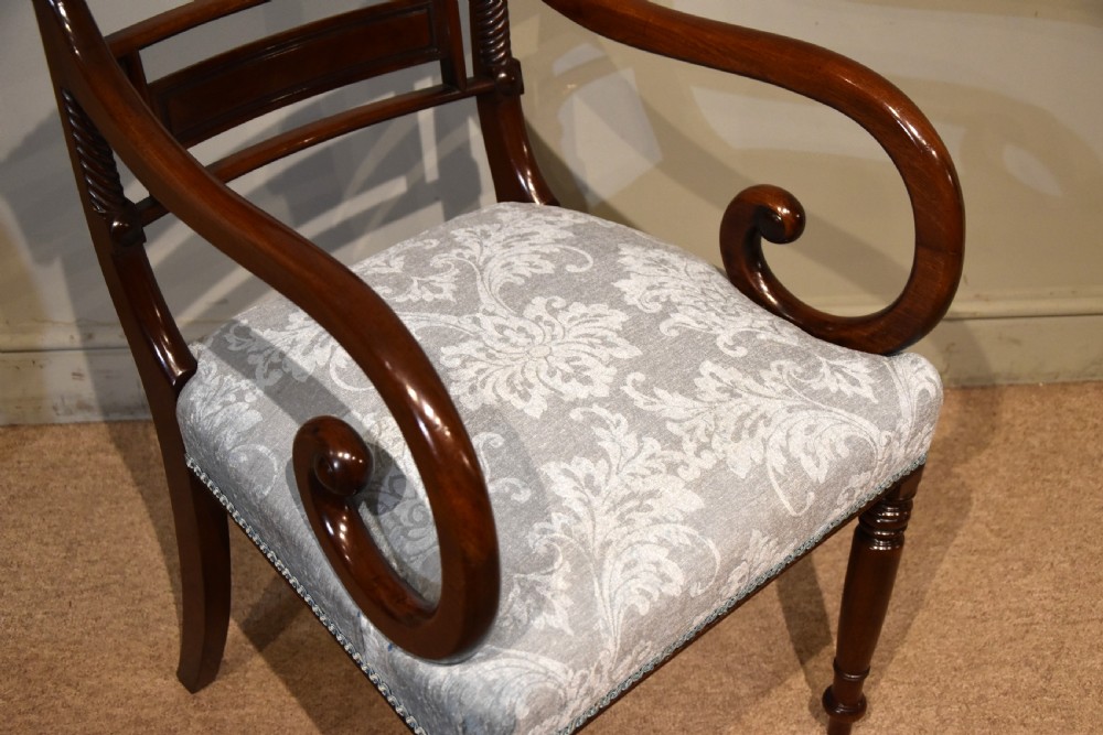 Large Regency Mahogany Open Armchair View VI