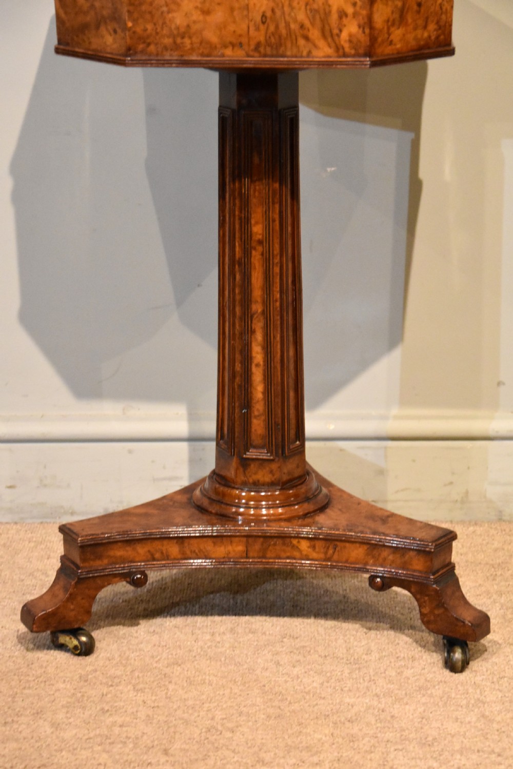Burr Yew Regency Period Tea Poy / Side Table View III