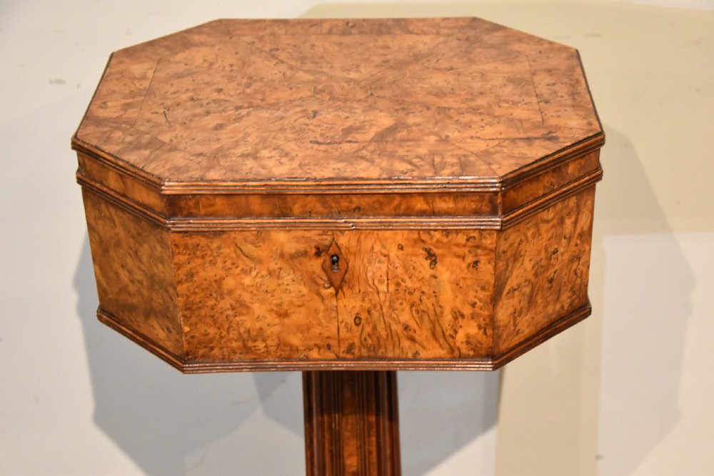 Burr Yew Regency Period Tea Poy / Side Table View IV