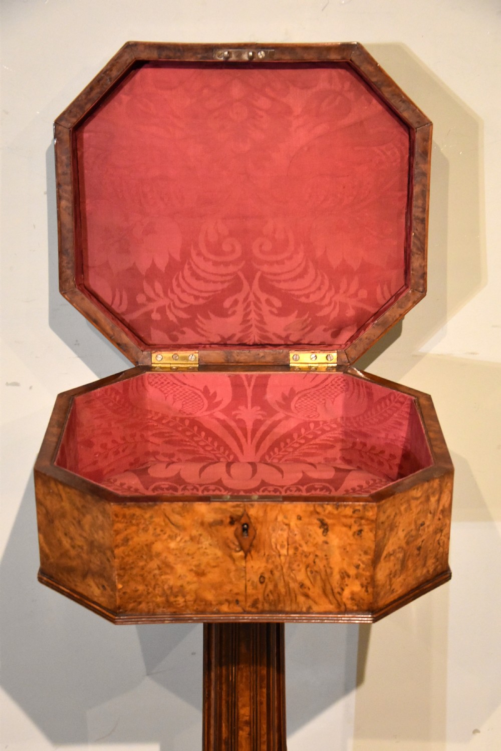 Burr Yew Regency Period Tea Poy / Side Table View VI