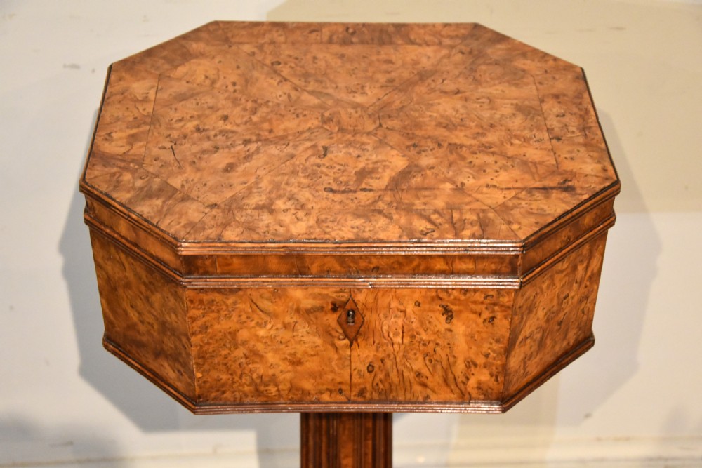 Burr Yew Regency Period Tea Poy / Side Table View VII