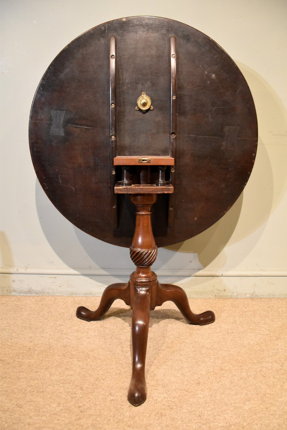 late 18th mahogany single piece tripod table View V