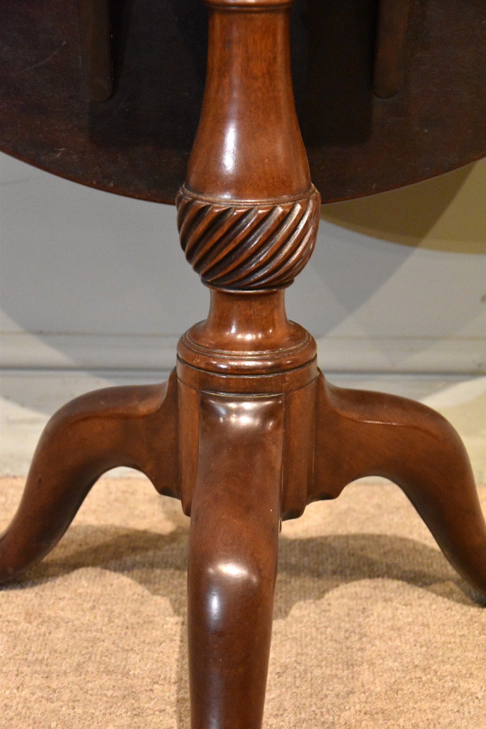 late 18th mahogany single piece tripod table View VI