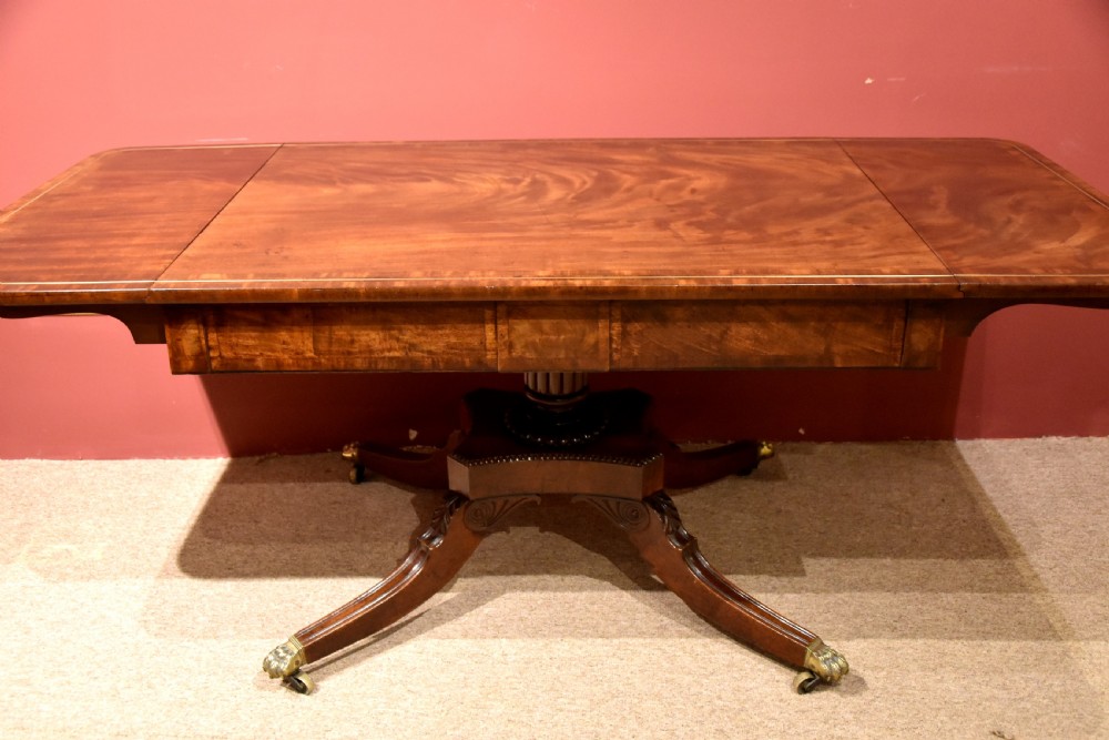 Large single pedestal Regency mahogany dining sofa table View II