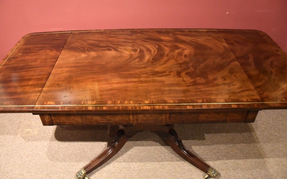 Large single pedestal Regency mahogany dining sofa table View III