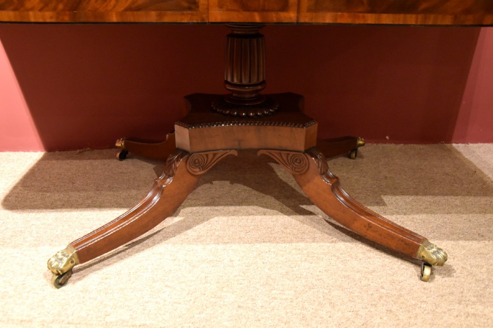 Large single pedestal Regency mahogany dining sofa table View V