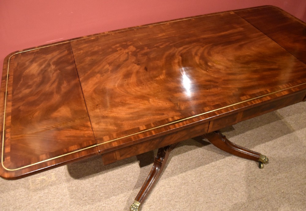 Large single pedestal Regency mahogany dining sofa table View VII