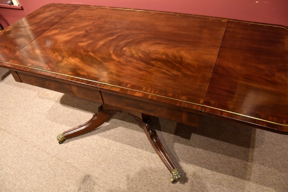 Large single pedestal Regency mahogany dining sofa table View VIII