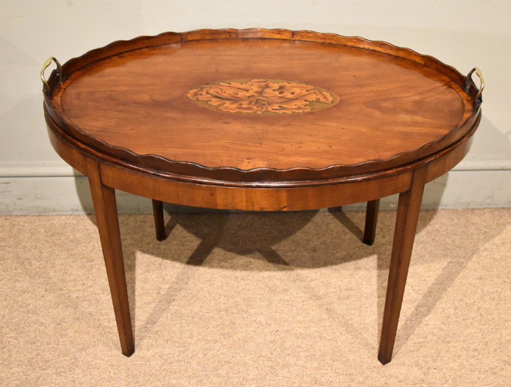 George III mahogany oval tray on stand