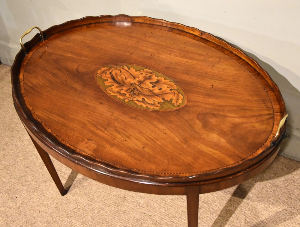 George III mahogany oval tray on stand View II