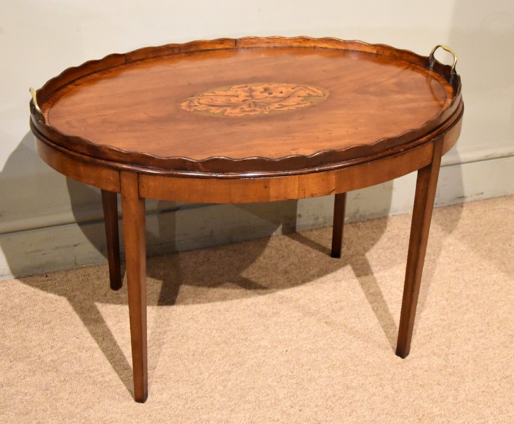 George III mahogany oval tray on stand View VII