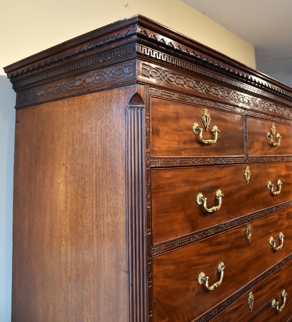 Mid 18th century mahogany carved chest on chest View V