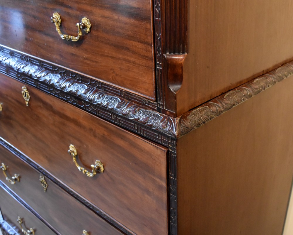 Mid 18th century mahogany carved chest on chest View VI