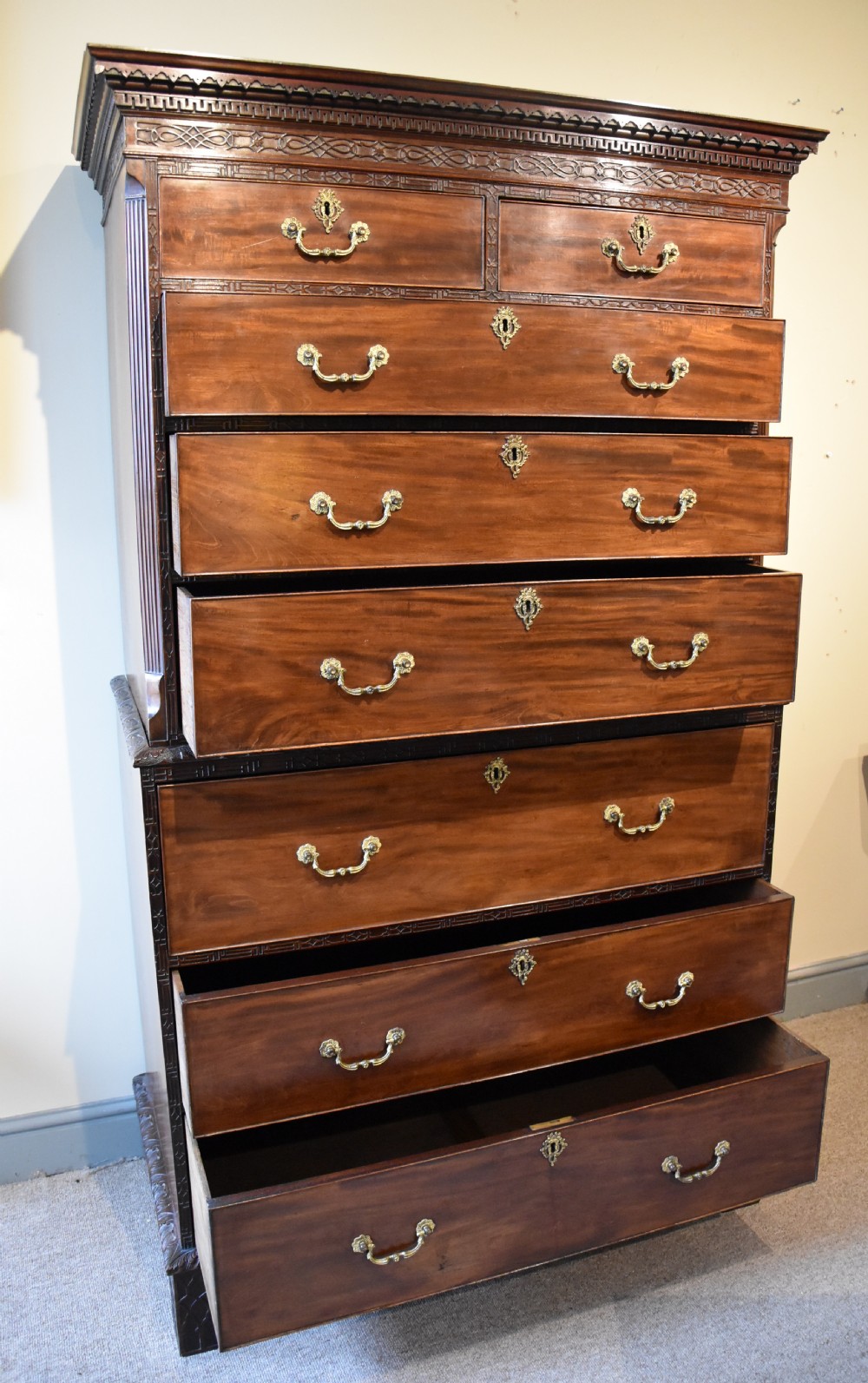 Mid 18th century mahogany carved chest on chest View VII