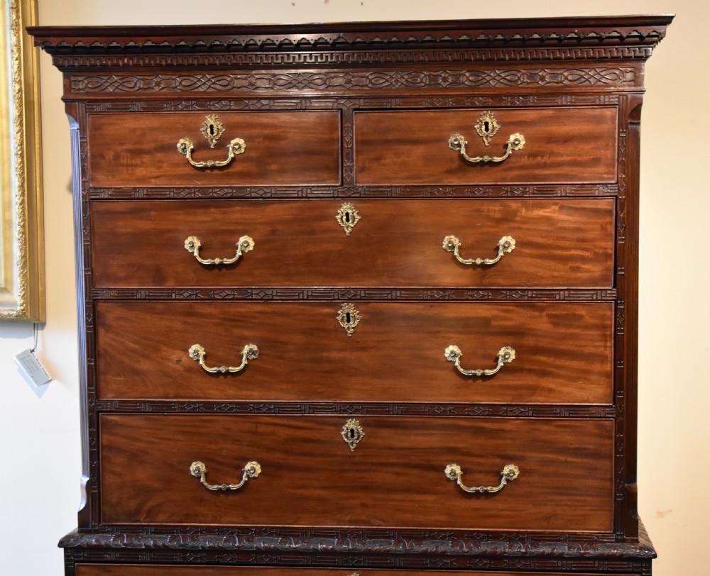 Mid 18th century mahogany carved chest on chest View X