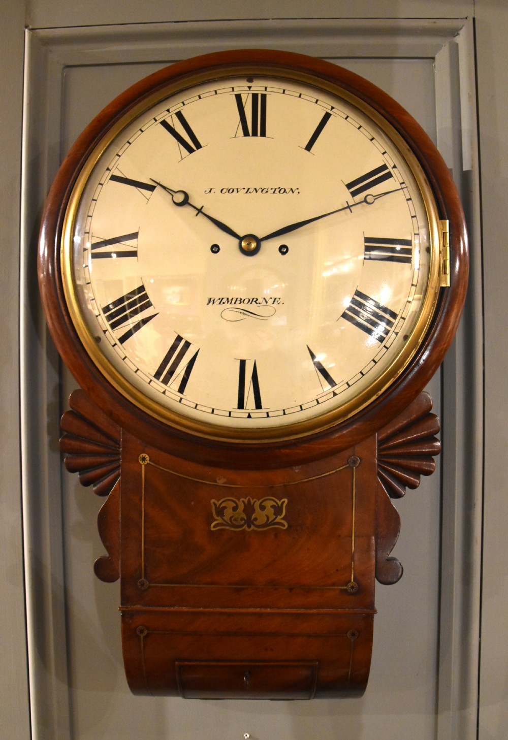 English striking drop dial signed J. Covington, Wimbourne