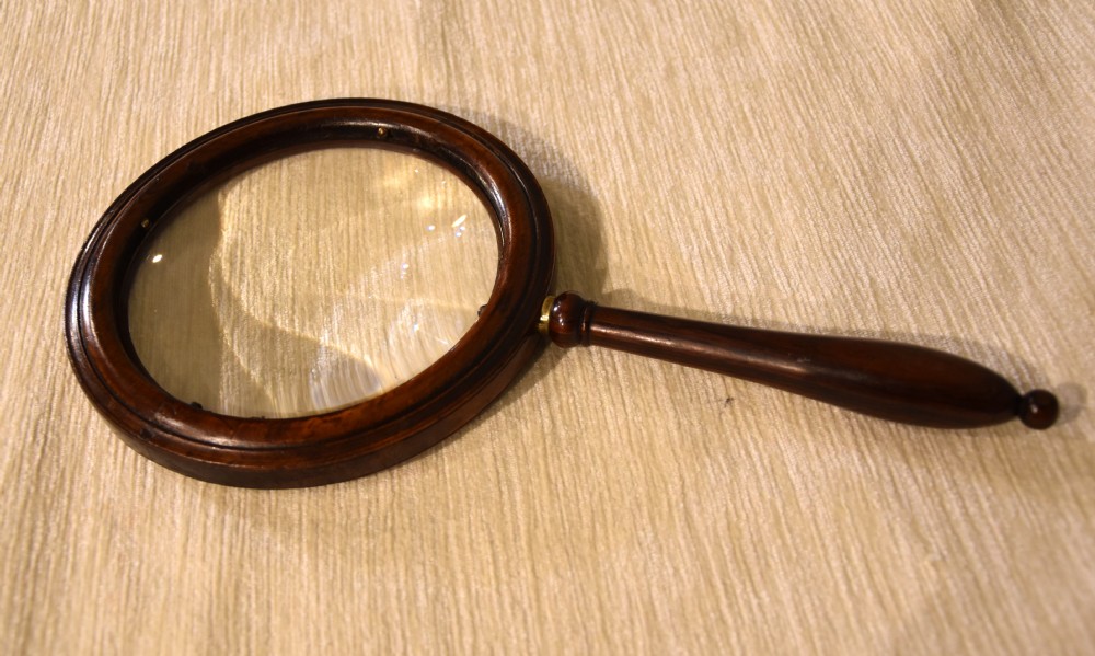 Large George III rosewood magnifying glass View III