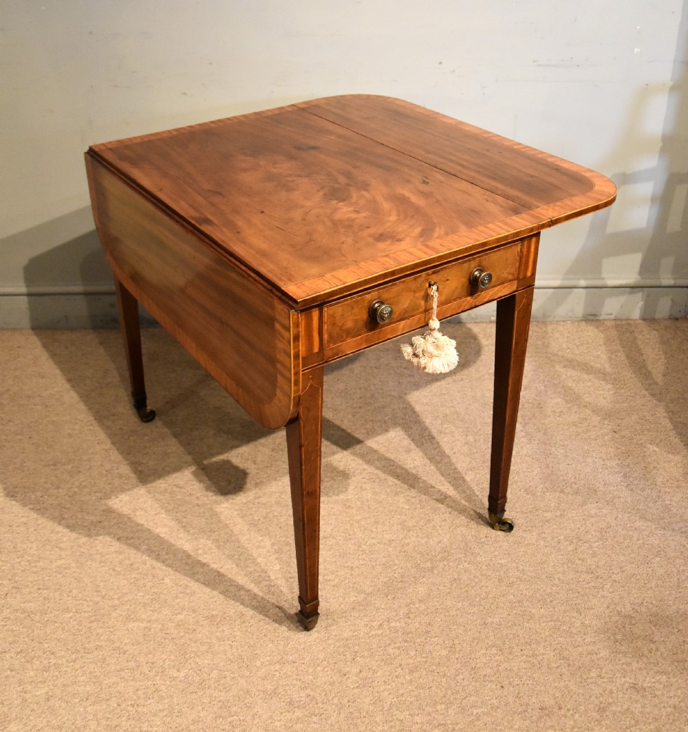 18th century mahogany and satinwood Pembroke table View II