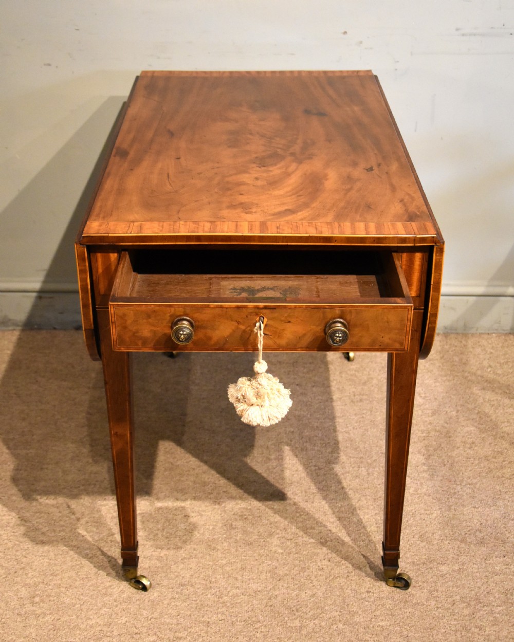 18th century mahogany and satinwood Pembroke table View V