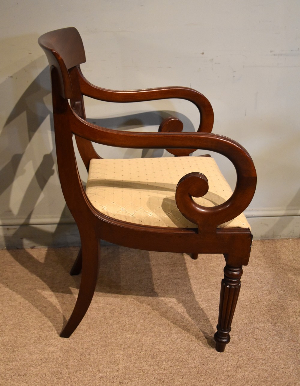 Regency period mahogany scroll armchair  View IV