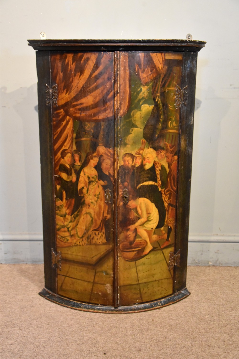 18th Century Dutch Bow Fronted Corner Cupboard