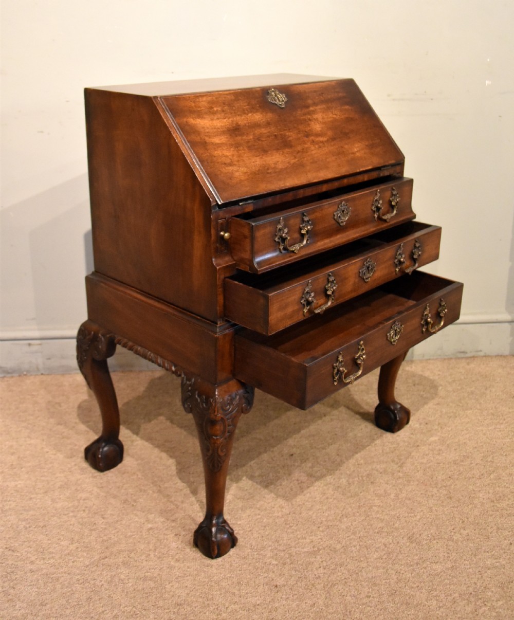 Diminutive George II Cuban Mahogany Bureau on stand View IX
