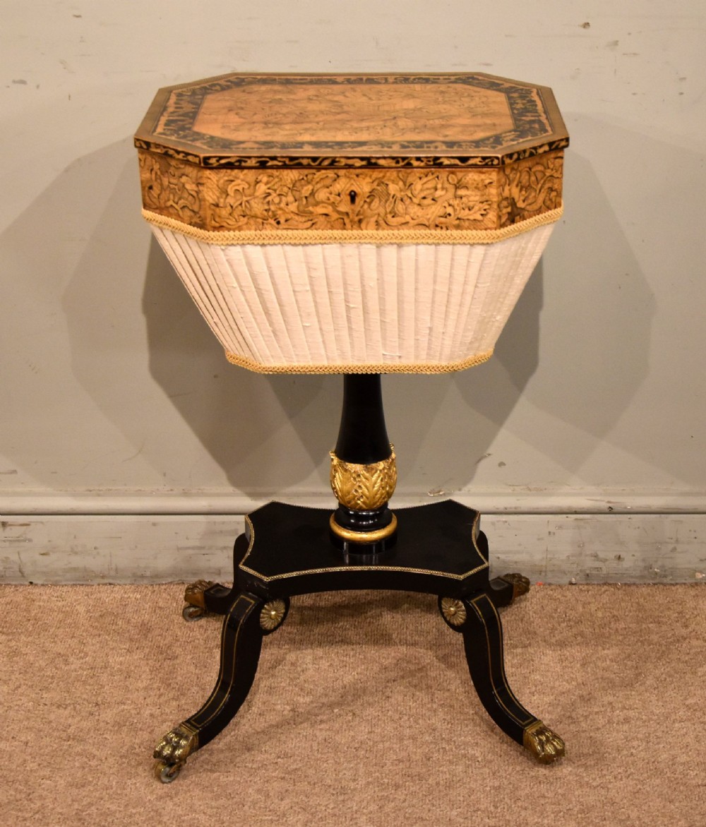Regency period penwork sewing table